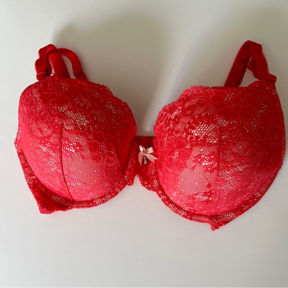 Victoria's Secret Hot Coral Lace Bra